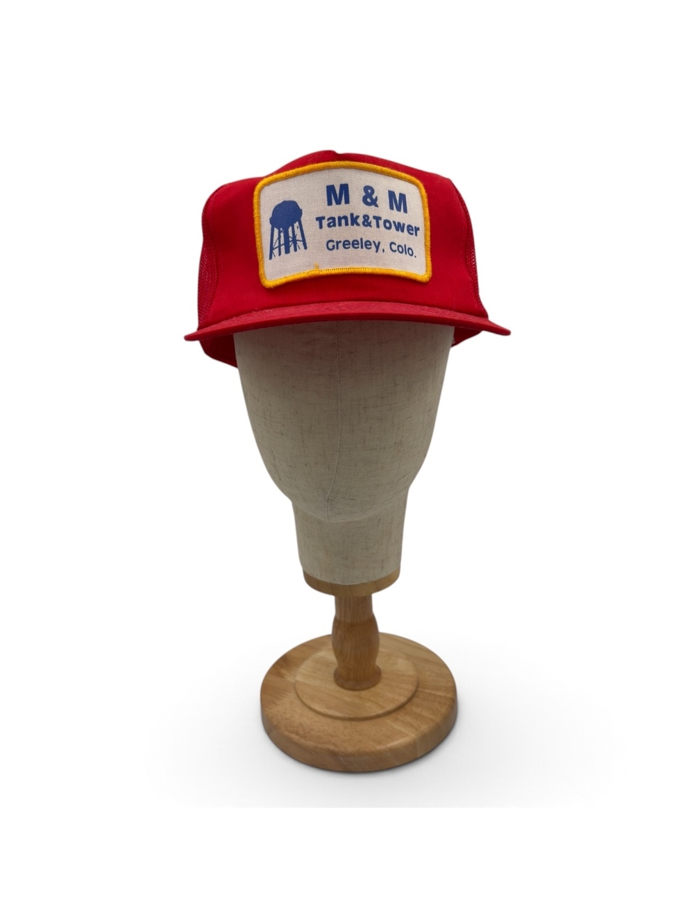 Vintage M & M Tank & Tower Red Mesh Snapback Hat Greeley, Colo.